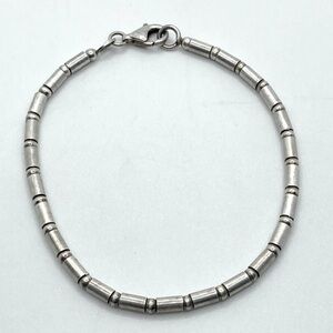 Vtg Sterling Silver Segmented Tube Bead Bracelet 925 Italy / 7.5” - 3mm